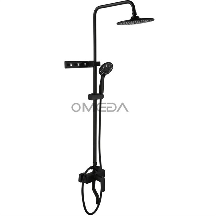 Matte Black Shower Kit With Bracket